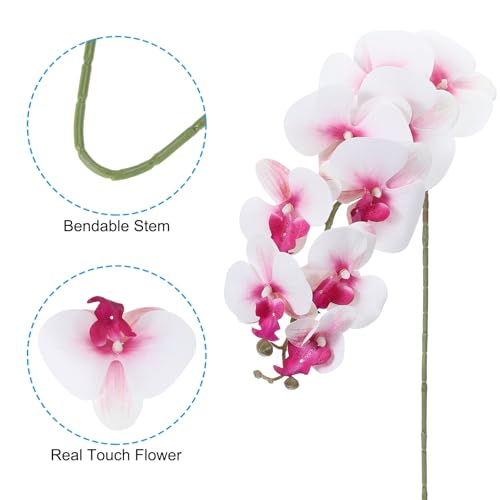 PATIKIL Artificial Orchid Stems 41", 3 Pack 9 Heads Faux Phalaenopsis Flowers Real Touch Fake Orchid Flower Branch for Vase Home Wedding Decoration, White Purple - color: White Purple