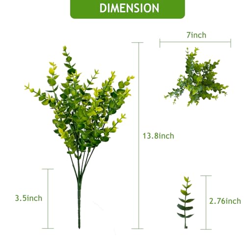 Artificial Flowers for Outdoors, 12 Bundles UV Resistant Realistic Fake Flowers for Outside Porch Patio Planter, Not-Fading Plastic Fake Plants for Home Garden Porch Decoration,Green - color: Green