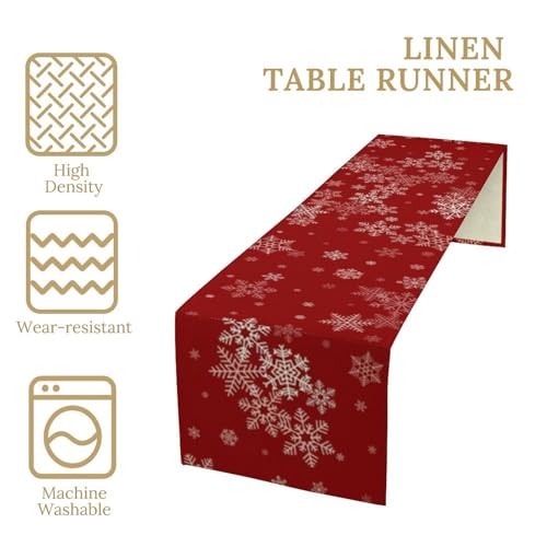 Christmas Snowflakes Table Runner Seasonal Winter Holiday Theme Art Printed Dinner Runner for Home Party Kitchen Dining Table Decor Fabric 1 Panel W13xL36in - color: Christmas-5, size: 13"W x 36"H