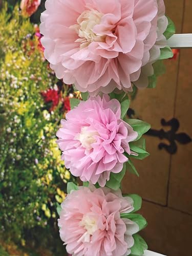Mybbshower Pinks Flowers Decoration (11''-7'' Assorted) 6 pcs Artificial Tissue Paper Peony Nursery Wall Bridal Shower Centerpiece Baby Girl Birthday Tea Party