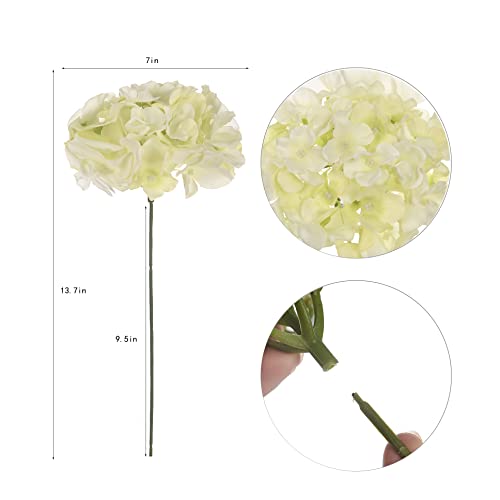 10PCS Artificial Hydrangea Flowers, Fake Hydrangea Silk Flowers Heads with Stems for Wedding Home Party Shop Baby Shower Decoration-Light Green - color: New-light Green
