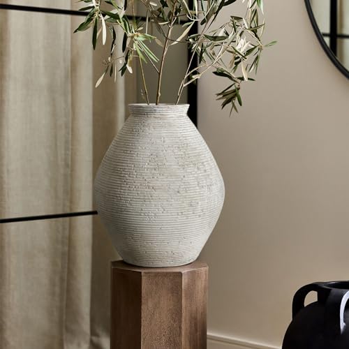 Rustic Ceramic Flower Vase Distressed Farmhouse Pottery Clay Large Terracotta Floor Vases for Decorative Table Centerpiece Modern Home Decor Aesthetic Living Room Bedroom Wedding Housewarming Gift - size: 11.39In
