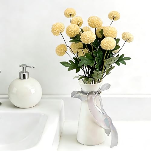 5PCS Yellow Artificial Flowers Dandelion Ball Floral Stems, 5 Head Real Touch Faux Flowers for Vase Filler Spring Home Decor Easter Decorations Farmhouse Centerpiece Wedding Arrangements - color: 5pcs Yellow