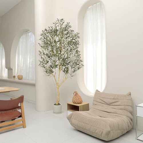 Realead 8ft Faux Olive Tree - Tall Artificial Olive Tree Indoor with Large Olive Branches and Realistic Leaves - Large Fake Olive Tree for Home Office Living Room Decor - size: 8ft