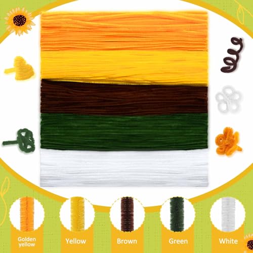 Peryiter 371 Pcs Pipe Cleaners Flowers Kit, Pipe Cleaners Chenille Stems Bulk with Floral Wire Gardening Tape Stamen, Fluffy Limpiapipas para Flores for DIY Mother's Day Decor(Orange) - color: Orange