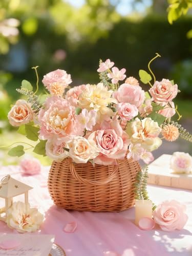Artificial Flowers, Light Pink Silk Fake Flowers for DIY Wedding Bridal Bouquets, Wedding Cake Flowers for Table Centerpieces Baby Shower Birthday Party Home Decorations - color: Light Pink