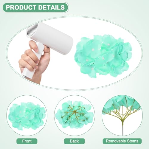M METERXITY 66-Pack Silk Hydrangea Flowers, Artificial Flowers Heads with 66pcs Stems, Full Hydrangea Flowers for Home Decor/Wedding/Christmas/DIY/Party/Garden [Blue Green] - color: Blue Green