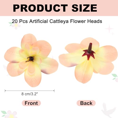 uxcell 20 Pcs Artificial Cattleya Flower Heads, Fake Cattleya Heads Bulk Artificial Flowers for DIY Wedding Bouquets Centerpieces Party Home Decorations, Autumn Champagne - color: Autumn Champagne