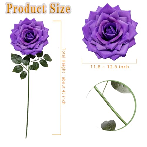 1 PCS 42-inch Giant Rose Large Decorative Flower, Wedding Window Display Background Decoration Rose, Valentine's Day (Lilac) - color: 06 Rose
