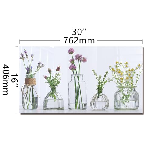 DAIFURONGE Tempered Glass Backsplash for Kitchen,Flowers and Vase, 30"x16" | Behind Stove Back Splash Panel Protector, Easy to Clean, Kitchen Wall Decor,One Piece Oven and Range Backsplash - size: 30"L x 16"W