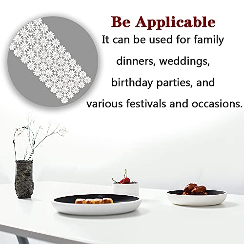 White Flower Runners Lace Table Cloth Shower Dresser Scarf for Home Kitchen Wedding Banquet Tea Table TV Cabinet Dining Table Heat Insulation Table Runner