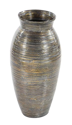 Deco 79 Bamboo Wood Decorative Vase Textured Centerpiece Vase with Lacquer, Vase for Home Decoration 10" x 10" x 20", Brown - color: Brown, size: 10" x 10" x 20"