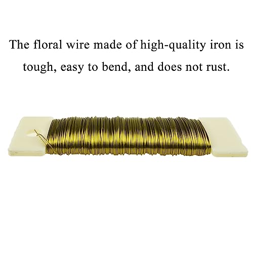 HAHIYO 26Gauge Golden Metal Floral Wire - 1 Roll, 38 Yards (115 Feet) - Flexible Paddle Wire for Craft, Christmas Wreath, Flower Arrangement, Bouquet Wrapping, Wedding, DIY - color: Golden, size: 26Gauge-1P/38Yards