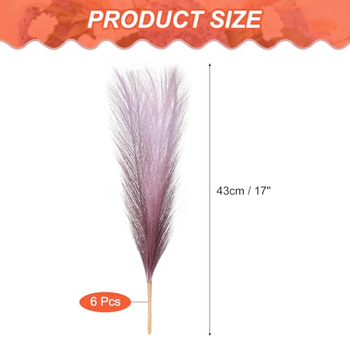 PATIKIL 17 Inch Faux Pampas Grass, 6 Pcs Boho Decor for Home Decoration Artificial Tall Fluffy Stems for Wedding Flower Party Vase Arrangement Centerpieces, Gradient Wine Red - color: Wine Red