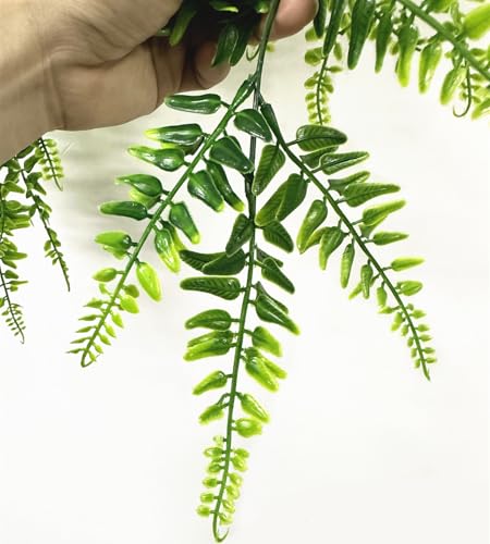 Artificial Boston Hanging Plants, Fake Ferns Ivy Plastic Plant Vine Faux Leaves UV Resistant Vines Greenery for Indoor Outdoor Bathroom Decor Office Garden Party Wedding DIY Decoration 4 Pack - color: Boston Fern Vine/ 4 Pack