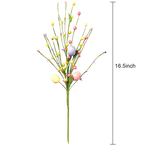 J'FLORU 6 pcs Artificial Easter Stems, Colorful Berry Picks Berry Stems with Easter Eggs for Home Centerpiece Vase Windowsill Decor and Spring Summer Holidays
