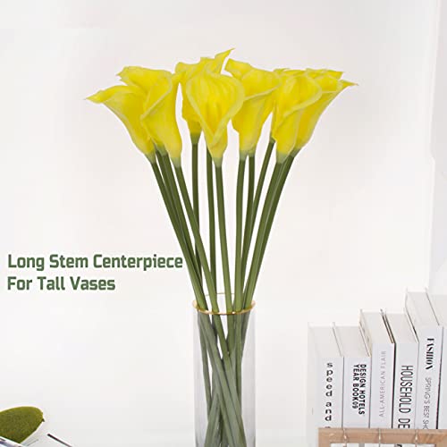 10pcs Calla Lilies Artificial Flower,26'' Long Stem Artificial Calla Lily Flowers,Realistic Arum Lilies for Wedding Bridal Bouquet Home Decor Centerpiece,Yellow - color: Yellow