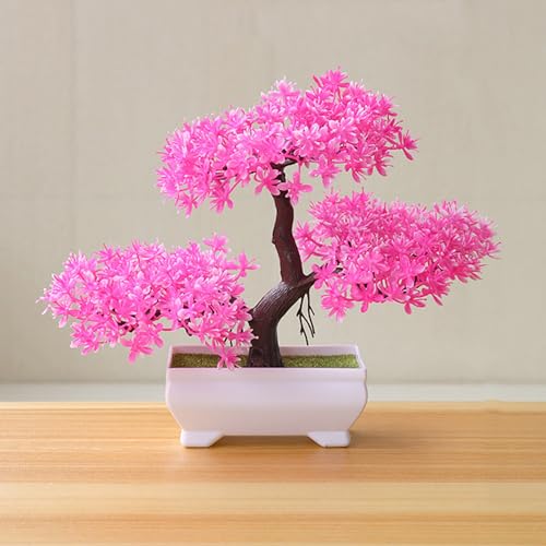 Talent Star Artificial Bonsai Tree Juniper Faux Plants Indoor Small Fake Plants Decor with Pots for Home Table Office Desk Bathroom Shelf Bedroom Living Room Farmhouse Decorations Wedding Tabletop Pi - color: Pink