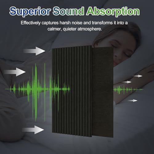 2 Pack Wood Panels for Wall, 108" x 11" Wood Slat Acoustic Panels, Acoustic Wall Panels for Interior Wall Decor, Sound Absorbing Wall Panels for Noise Reduction and Decoration, Obsidian Black - color: Obsidian Black, size: 2PCS-108" x 11"