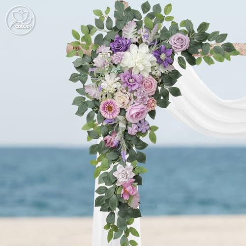 Odouzy Wedding Arch Flowers,Artificial Flower Arch Decor,2pcs Artificial Flower Arrangement for Wedding Decor Reception Backdrop Floral Decorations (Light Purple) - color: Light Purple