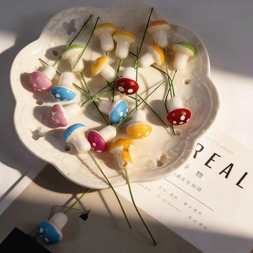 160PCS Tiny Foam Mushrooms Miniatures, Assorted Color Artificial Ornaments for DIY Crafts Flower Pot Bonsai Micro Fairy Garden Landscape Home Decoration Supplies