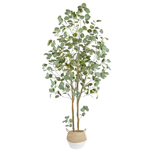 Warmplants Artificial Eucalyptus Tree, 6ft Tall Faux Eucalyptus Plant with Basket for Home Office, 72'' Fake Tree for Indoor Outdoor Livingroom Garden Floor Décor - color: Eucalyptus, size: 6ft