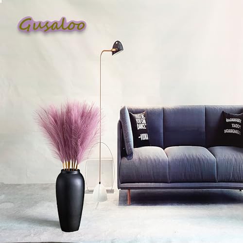 Artificial Faux Pampas Grass 8 Pcs Fake Artificial Adjustable Pampas Grass Variable Length Tall Fluffy Stems Table Vase Filler Centerpiece for Living Room Decor Boho Decor Wedding Light Purple - color: Light-purple