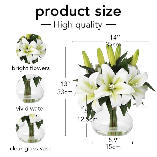 GarveeHome Artificial Lily Flower, Faux Lily Flowers Stems for Vase, Silk Fake Flowers for Home Table Office Wedding Party Decor (Milky White) - color: Tiger Lily ,Milky White