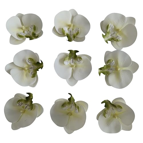 Fake Ivory Orchids Artificial Flowers Heads, 3.5''Fake Orchid Heads for Wedding Floral Bouquet Decor DIY Craft Making Bridal Shower Photography Props (80, Ivory) - color: Ivory