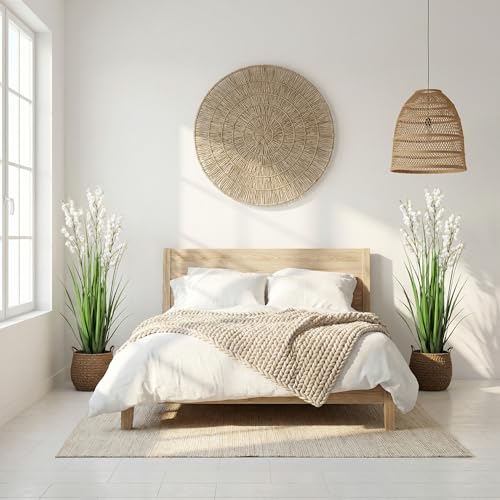 Ttranewsoo Artificial Tall Grass Plants with Pots 36" 1 Pack Lily of The Valley Artificial Grass Home Interior Decorating and Outdoor Garden Decorations(White) - color: Cream