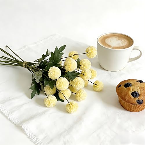5PCS Yellow Artificial Flowers Dandelion Ball Floral Stems, 5 Head Real Touch Faux Flowers for Vase Filler Spring Home Decor Easter Decorations Farmhouse Centerpiece Wedding Arrangements - color: 5pcs Yellow