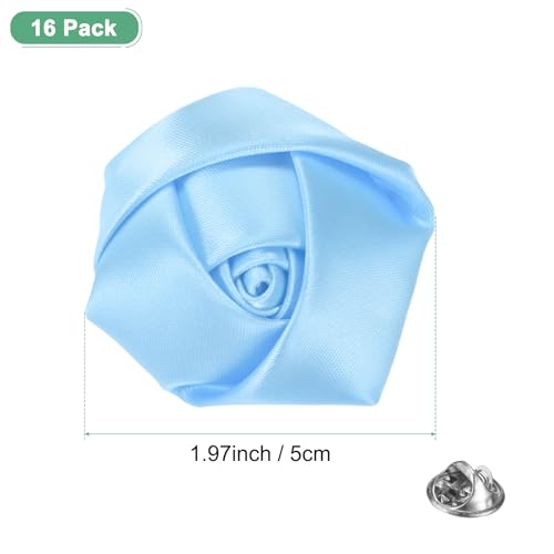 M METERXITY 16-Pack Lapel Pin for Men, Handmade Flower Brooch Button Pins for Men Suits, Formal Boutonnieres for Wedding/Groom/Corsage - color: Light Blue