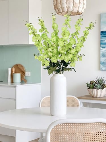 6Pcs Delphinium Artificial Flowers 37.4’’ Faux Silk Larkspur Flowers Long Stem Artificial Flowers for Tall Vase Table Home Wedding Party Garden Decor(Green) - color: Green
