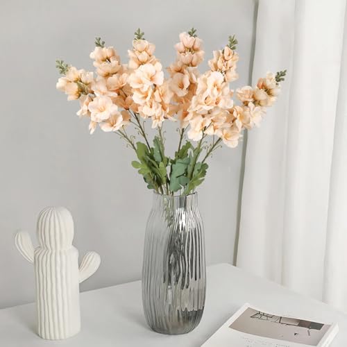 6PCS Gladiolus Artificial Flowers 33.5in Long Stem Fake Silk Flowers Faux Gladiolus for Tall Vases Wedding Home Party Centerpieces Table Decorations Floral Arrangements (Champagne) - color: Champagne
