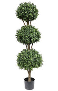 56 inch/ 4.6 ft Boxwood Topiary Artificial Outdoor Artificial Boxwood Triple Ball Tree Faux Topiary Trees Outdoor Artificial Trees Potted Plants - size: 1 PC - 56 inch high