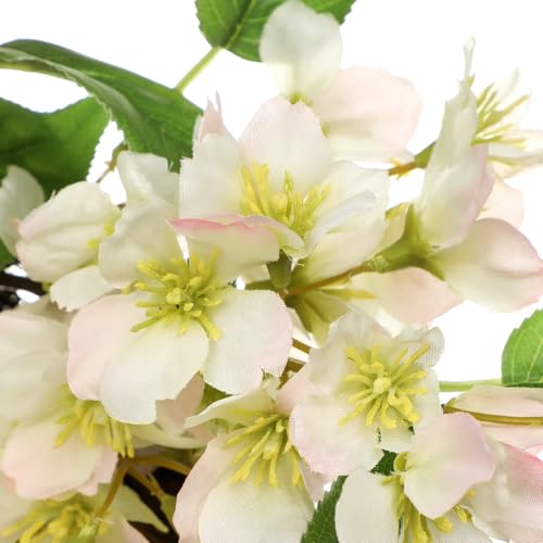 Spring Summer Wreaths for Front Door, 20" Cherry Blossom Wreaths for Spring Summer Decor, Light Yellow Wreaths for Front Door, Window, Home, Wall, Farmhouse Decor, Spring Artificial Flower Wreaths - color: # Light Yellow 20"