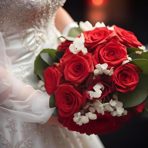 Jasion 12PCS Artificial Roses Realistic Velvet Silk Flowers Long Stem Faux Flowers Bouquet for Wedding Home Party Table Centerpieces Decorations (Red) - color: 12pcs Red