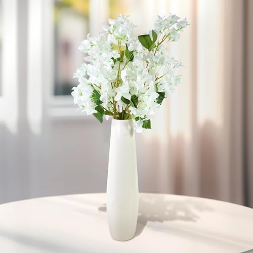 20 PCS Silk Bougainvillea Artificial Flowers，UV Resistant, 36 Branches, Long Stems Faux Flower, Realistic Fake Bougainvillea Vines, for Wedding Porch Home Party Garden DIY Decor - 38 inch (White) - color: 38inch White, size: 20 Pcs