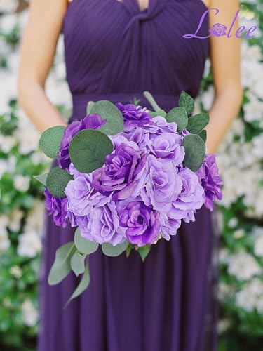 108pcs Roses Head Flowers with Stem - Purple & Lilac Artificial Flowers Rose Bulk - Lavender Purple Silk Rose Fake Flower for Wedding Bouquet Party Home DIY Baby Shower Centerpieces Tables Decoration - color: Purple-lilac