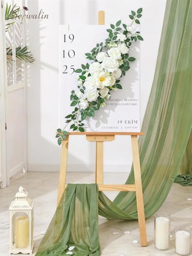 Serwalin Artificial White Flowers, Silk Fake Roses Flowers, Faux Flowers for DIY Wedding Bouquets Cake Decoration Baby Shower Centerpieces Floral Arrangements Party Decor - color: A Charming White, size: Square