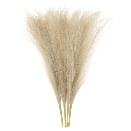 uxcell 4pcs Faux Pampas Grass 17 Inch 6 Stem Artificial Fake Dried Pampas Grass Decor for Floor Vase Filler, Wedding Decoration, Home Decoration, Dark Coffee - color: Dark Coffee