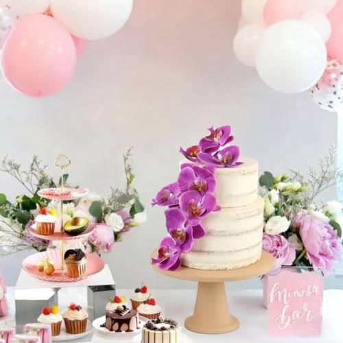8PCS Artificial Phalaenopsis Cake Toppers Purple Butterfly Orchid 3D Flowers Cake Decorations for Floral Wedding Bridal Engagement Women Floral Birthday Mother's Day Party Decoration Supplies - color: Purple Phalaenopsis