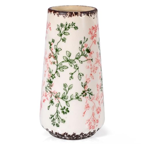 Ceramic Vase, GUKJOB Small Cute Flower Vase for Pampas Grass, Home, Living Room, Dining Table, Farmhouse, Office Decor, Bedroom, Table, and Kitchen Shelf (Green & Pink-A) - color: Small Green & Pink-a