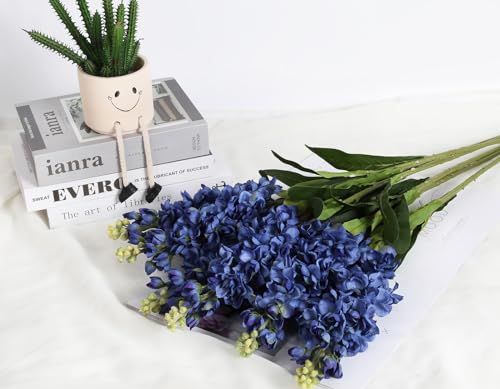 IPOPU Snapdragon Artificial Flowers 6PCS 31.50" Delphinium Fake Flowers Violet Blue Long Stem Silk Flowers Antirrhinum Majus Faux Flowers for Home Garden Wedding Decor Floral Arrangement (Violet Blue) - color: Violet Blue