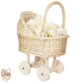 VICASKY Cute Small Basket Handle Baby Shower Basket Rattan Flower Girl Basket for Wedding Dec