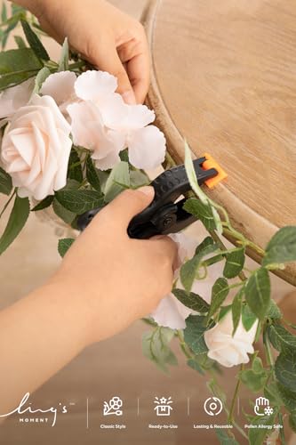 Ling's moment 2PCS Blush Cream Artificial Floral Swags Wedding Arch Flowers Rose Garland Centerpieces Greenery Arrangements for Sweetheart/Head Table Easel Wall Entryway Board Backdrop - color: Pk-blush & Cream