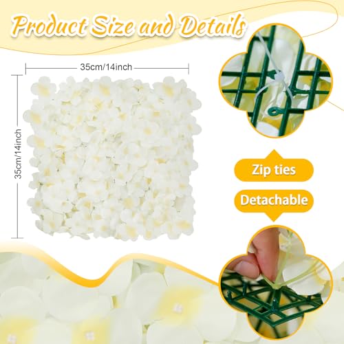 Artificial Flower Wall Panels Ivory 7x4.6ft Silk Hydrangea Floral Backdrop for Wedding Baby Bridal Shower Event Photo DIY Background Decorations - color: Ivory, size: 7ftx4.6ft