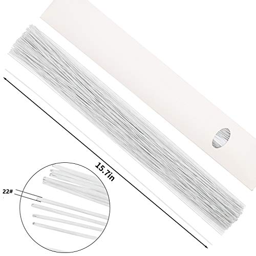 CCINEE 22 Gauge White Floral Wire Stem for Flower Arrangement Craft Supply,16 Inch,150PCS - color: #22 White