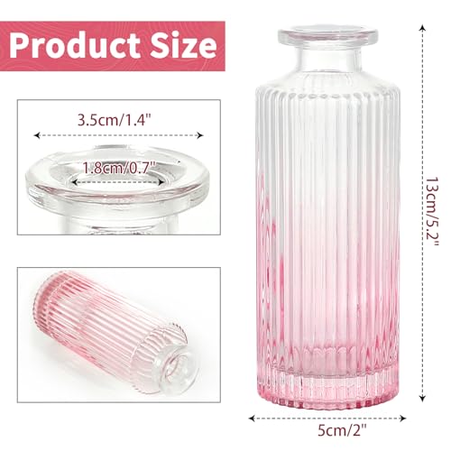 Glass Bud Vases Set of 20, Living Bud Vases, Small Bud Vase in Bulk, Mini Flowers Vases for Centerpiece, Vintage Decorative Vase Set for Table Decorations, Wedding Reception, Home Decor (Pink) - color: Pink