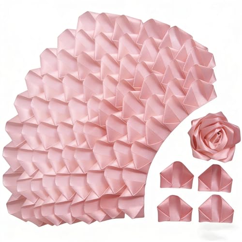 300Pcs Premade Satin Ribbon Rose Petals Half-Finished for Eternal Rose DIY Ramos Forever Flowers Bouquets Everlasting Floral,for Wedding,Anniversary,Birthday (300 Pcs Rose Pink) - color: 300 Pcs Rose Pink